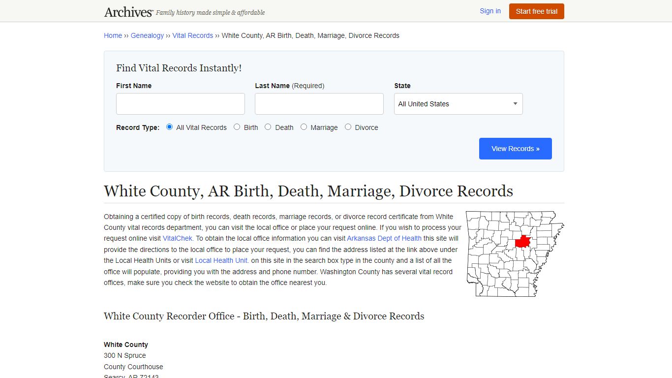 White County, AR Birth, Death, Marriage, Divorce Records - Archives.com